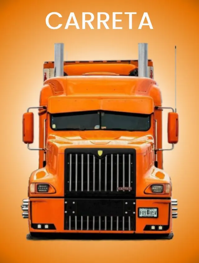 Card laranja com um caminhao laranja